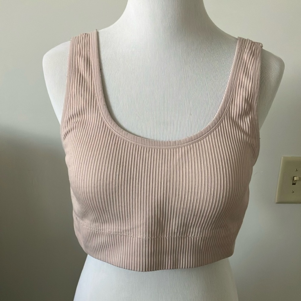 Pink Ribbed Scoop Neck Bra Intimates